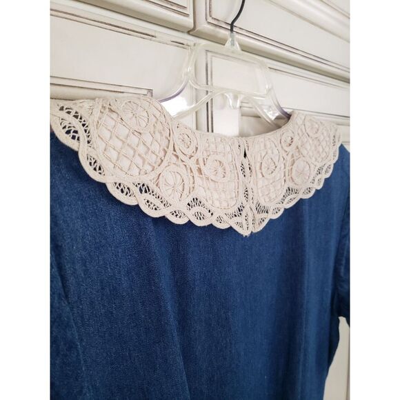 Denim Maxi Dress with Lace Collar - Picture 5 of 15